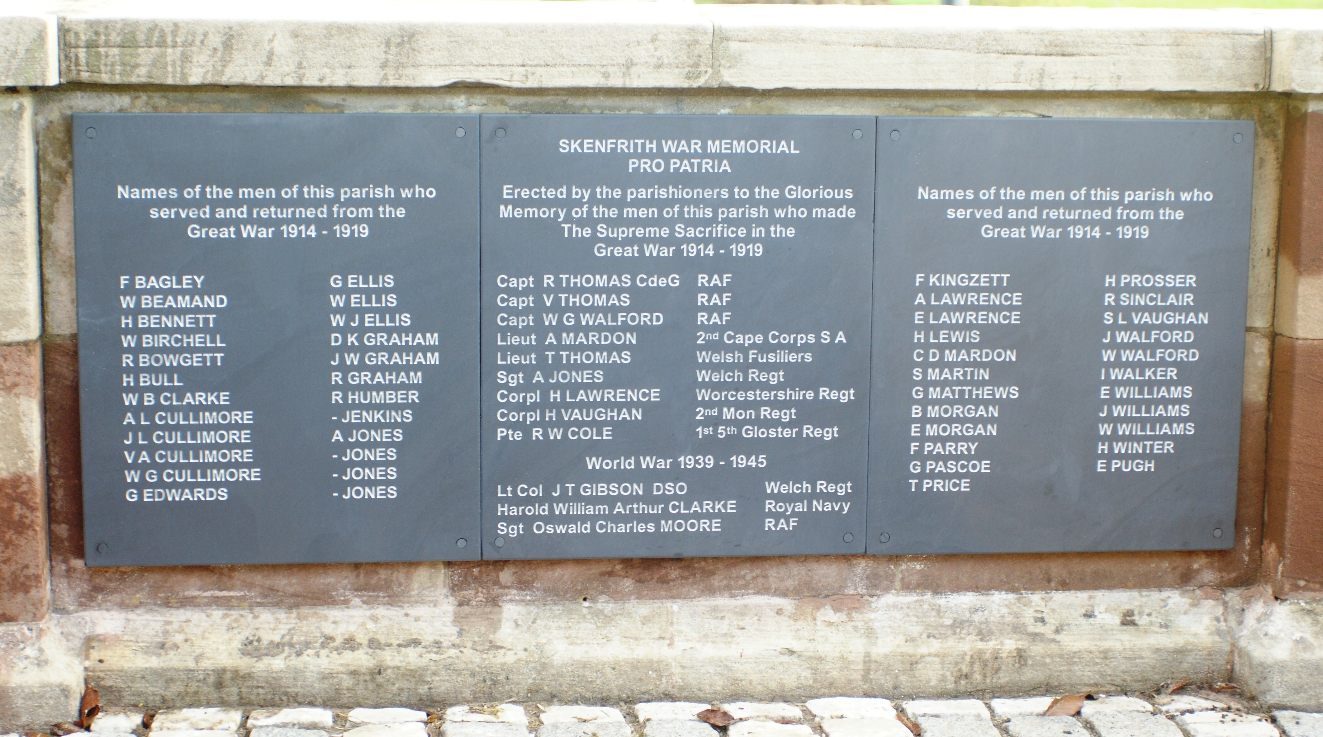 Slate plaques for Skenfrith War Memorial
