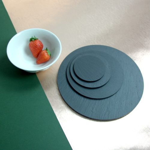 Round Placemats and Coasters in various diameter. Approximately 80mm - 230mm diameter Blue Grey Welsh Slate Place-mats