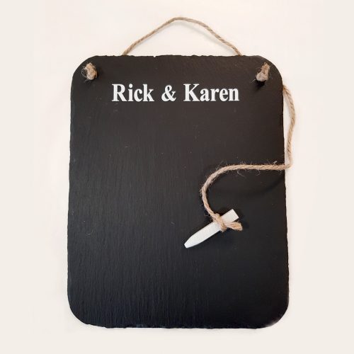Personalised Hanging Slate Notice Board with Soapstone pencil