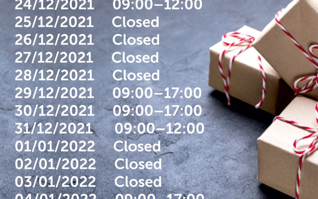 2021 Christmas and New Year's Showroom and Tour Opening Hours